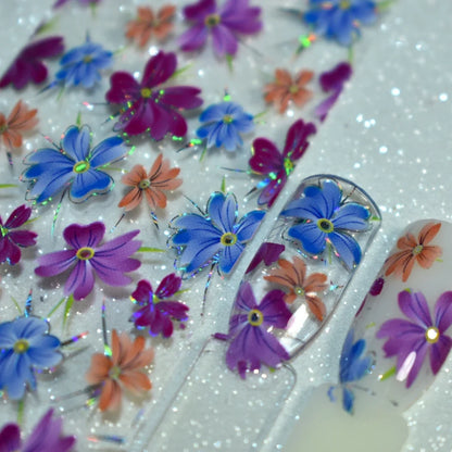 More Than 250 Design Beautiful Designed Nail Art Product Nail Glue transfer Foil Beautiful Flower Purple Orange