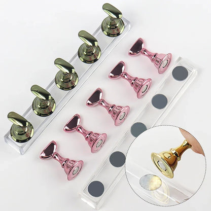 5pcs Chess Magnetic Nail Holder Acrylic Nail Tips Practice Display Stand Showing Shelf Gel Polish Display Stand Manicure Tools