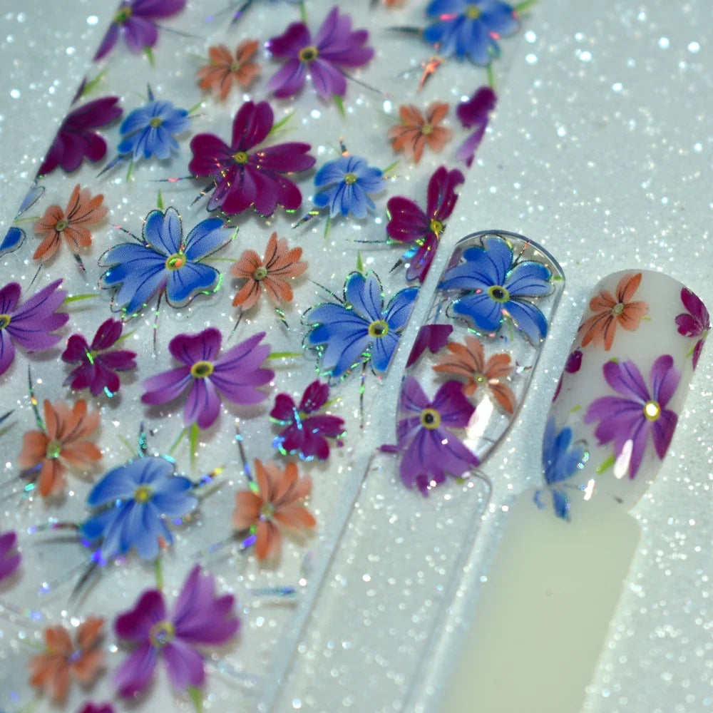 More Than 250 Design Beautiful Designed Nail Art Product Nail Glue transfer Foil Beautiful Flower Purple Orange