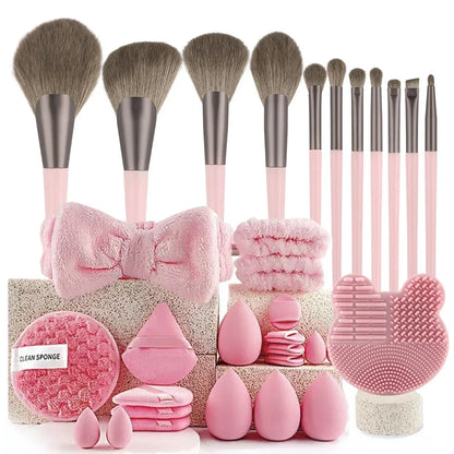 33pcs beauty set makeup kit  large and small beauty sponges for flawless makeup application and removal of makeup full set