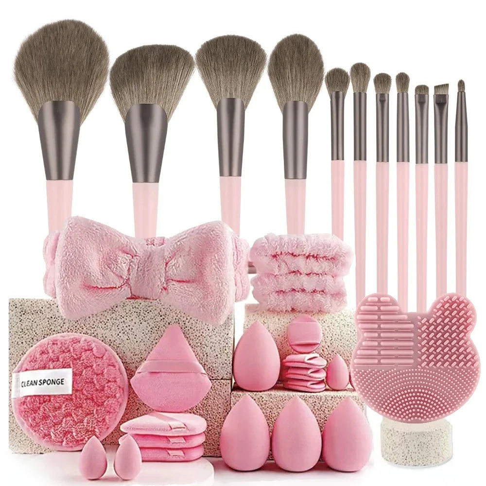13/33pcs Professional Makeup Brush Set with Accessories for Combination Skin- Featuring Soft Brushes，Suitable for Beginners