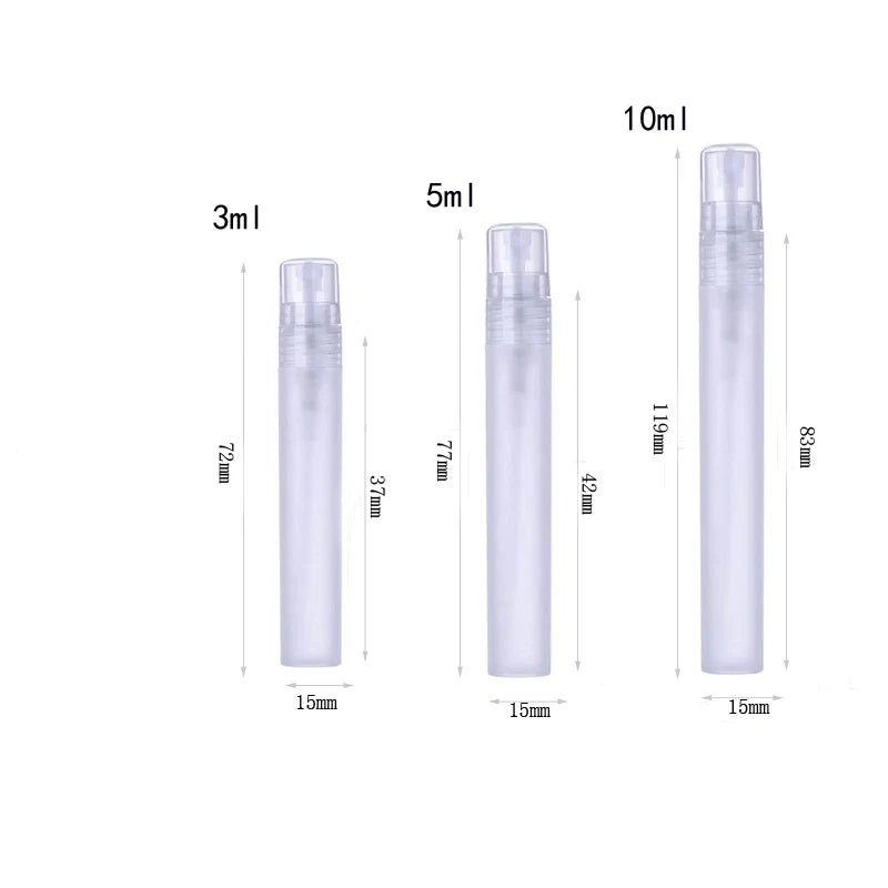 5Pcs Frosted Plastic Perfume Bottles Fine Mist Spray Bottle with Atomizer Pumps for Perfume Essential Oil Other Beauty Product