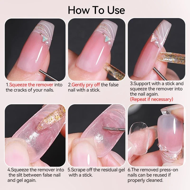 UR SUGAR 15ml Remover For Solid Tips Gel False Nail Tips Solid Adhesives Gel Remover Press On Nails Gel Fake Tips Remover Tools