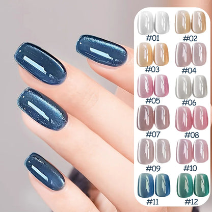 1-12pcs WS Hot Style Non-gray Universal White Cat Eye Gel Nail Polish Super Flash White Glass Bead Nail Art Nail Suppies