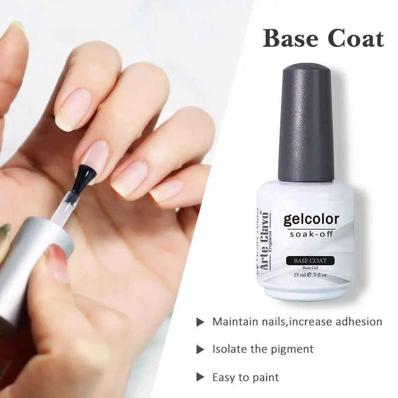 Arte Clavo Top Gel Polish 15ml Semi Permanent Varnish Function Gel Base Super Top Coat Transparent Gel Nails Soak Off Gel