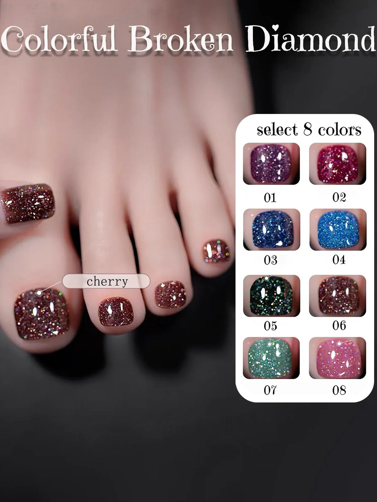 SHAKA 1-8pcs Popular Versatile Whitening Pink Green Blue Bling Gel Super Glitter Water Light Broken Diamond Gel Nail Polish