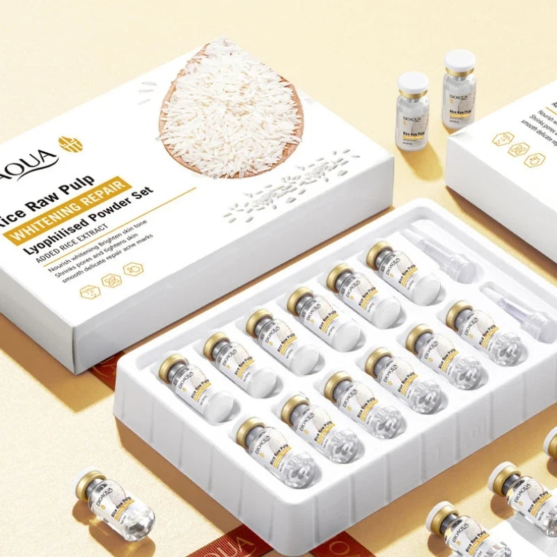 Bioaoua Rice Puree Freeze-Dried Powder, Penetrates and Nourishes, Repairs Damaged Skin Texture, Rebuilds Skin Barrier, Whitens and Brightens Skin Tone, Increases Skin Elasticity, a Product Specifically for Beauty Salons, Can Also Be Used at Home for Be...