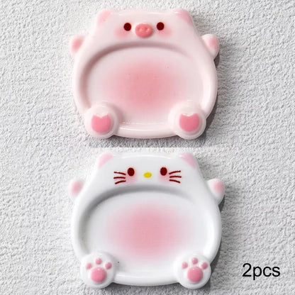 2pcs Cartoon Pig Color Palette Nail Art Mixing Color Drawing Pallet Gel Polish Nail Painting Board Color Palette Manicure Tools