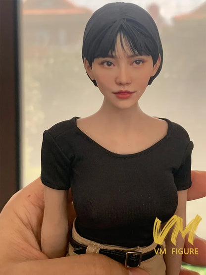 1/6 1/12 Super-realistic Woman Head Sculpture Beauty Head Painted Resin Model For 12" 6" Female Soldier Action Figure Body Doll