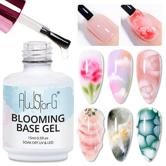 AluStori blooming base gel bottle with clear applicator brush, 15ml