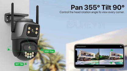 External Wifi PTZ Camera Dual Lens 4K 8MP HD Outdoor IP Camera 4MP Auto Tracking Security Protection CCTV Surveillance iCsee P2P