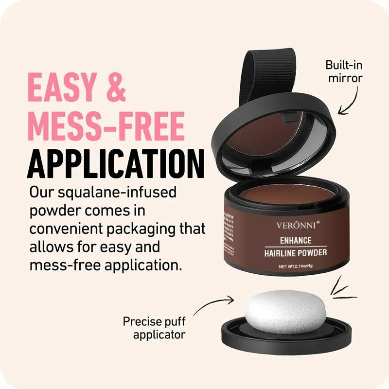 Hairline powder compact with built-in mirror and sponge puff applicator