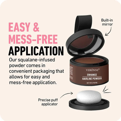 Hairline powder compact with built-in mirror and sponge puff applicator