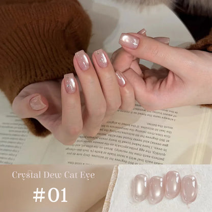 1-9pcs TC Flow Light White Cat Eye Gel Nail Polish Ultra Shine Soak Off UV Gel Mirror Glass Cat Magnet Gel Varnish Nail Supplies
