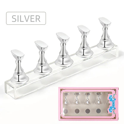 5pcs Chess Magnetic Nail Holder Acrylic Nail Tips Practice Display Stand Showing Shelf Gel Polish Display Stand Manicure Tools