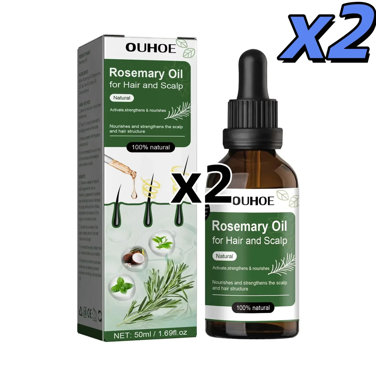 Rosemary Oil for Hair Growth 50ml Essential Oil Growing Hair Beauty Hair Care Prevents Hair Loss Promotes Healthy Hair Growth