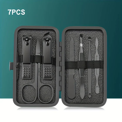 7/10/12/18/20/24PCS Set Professional Manicure Set Kits Stainless Steel Fingernail Toenail Clippers Set with Leather Portable