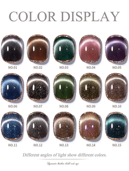 WS Black Glass Cat Magnetic Gel Nail Polish Punk Style Nail Art Manicure Varnis Semi Permanent Gel for Winter Nail Supplies
