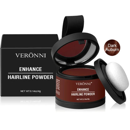 Hairline powder set in Dark Auburn shade with compact, box, and sponge