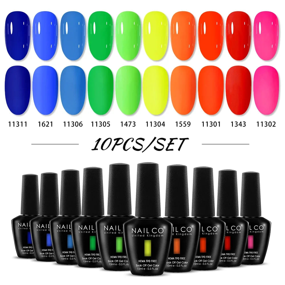 NAILCO 15ml Nails Art Gel Lack Polish Summer Hybrid Nail Varnish Manicure UV Top Coat Base HEMA TPO FREE Esmalte Nail Gel Polish