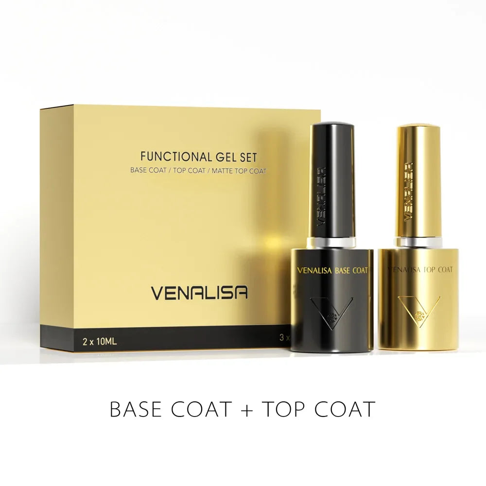 1/2/3pcs Kit Venalisa 10ml Nail Gel Polish HEMA/TPO Free Base Ultra Glossy Diamond Tempered Long Wear Top Coat Matt Gel Varnish