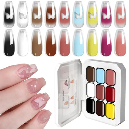 LIMEGIRL 7in1 Nail Gradient Painting Gel Long-lasting Nail Gel Polish Hybrid Color Nail Art Design High Texture Gradient Gel