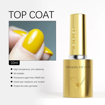 1/2/3pcs Kit Venalisa 10ml Nail Gel Polish HEMA/TPO Free Base Ultra Glossy Diamond Tempered Long Wear Top Coat Matt Gel Varnish