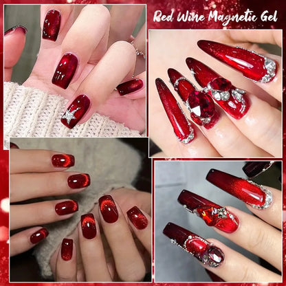 10ml Red Wine Cat Magnetic Gel Nail Polish Glitter Semi Permanant Soak Off UV LED Gel Varnish For Manicure DIY Nail Supplies