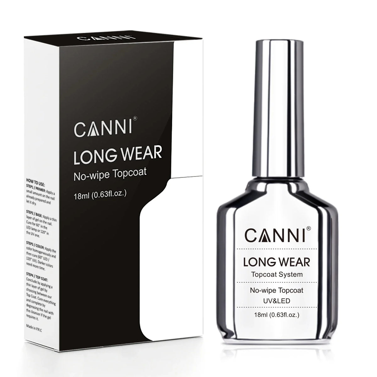 Canni TPO FREE HEMA FREE 18ml Long Wear Diamond Nowipe Top Coat Peeloff Base Coat Soak Off UV LED Gel Polish Nail Manicure