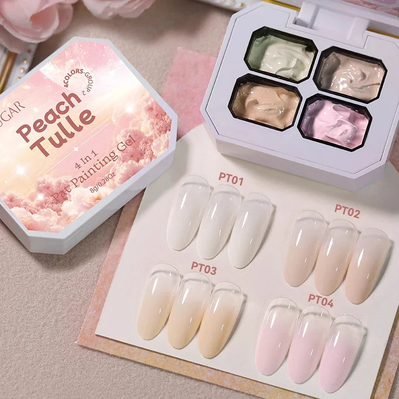UR SUGAR 4 IN1 Pat Painting Gel Nail 4 Colors Gradient Painting Gel Nail Art Semi Permanent Soak Off UV Nails Used For Gel DIY