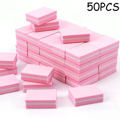 50Pcs Professional Mini Nails Art buffer File 100/180 Sandpaper Manicure Tips Care File Sanding Polishing Accessories Tools
