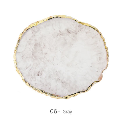 1PC Round Resin Agate Stone Nail Art Palette False Nail Tips Mixing Color Drawing Pallet Gel Polish Display Shelf Manicure Tool