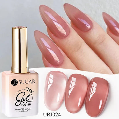 UR SUGAR 15ml Jelly Milky White Translucent Color Gel Polish Semi Permanent UV Gel Nail Art Soak Off Gel Varnish Latest Fashion