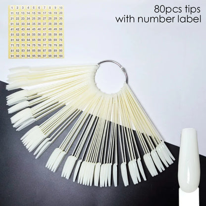 80/50/20pcs Nail Display Sticks Nail Swatch False Nail Tips Nail Gel Polish Practice Clear Display Board for Nail Art Tools