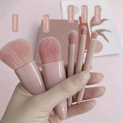 5-Piece Pink Makeup Brush Kit | Complete Set of Professional & Soft Synthetic Hair Brushes | Easy Storage & Carrying