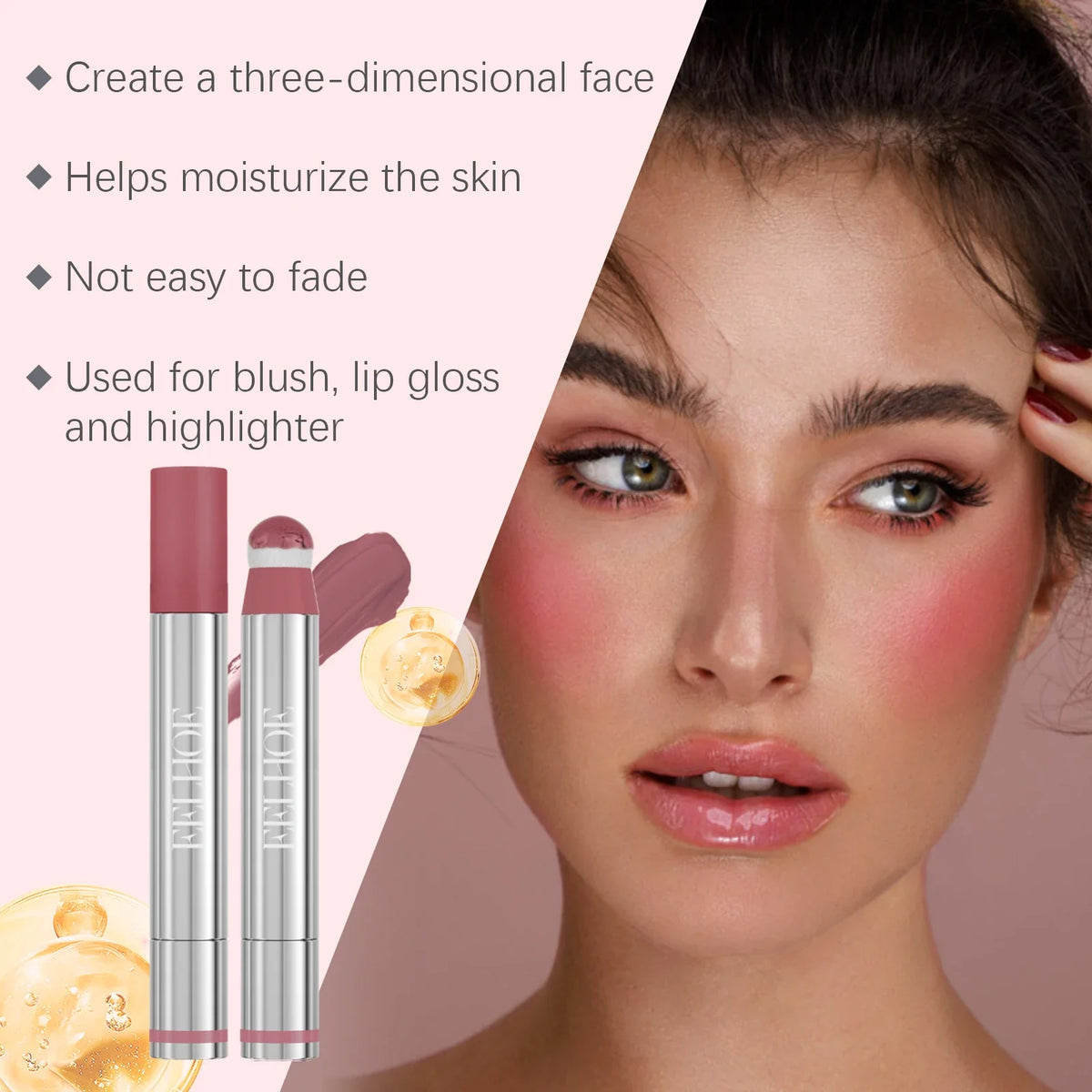 Peach Pink Plush Brush Liquid Blush Cheek Cream Smooth Long Lasting Velvet Matte Nude Apricot Orange Blusher Easy To Wear