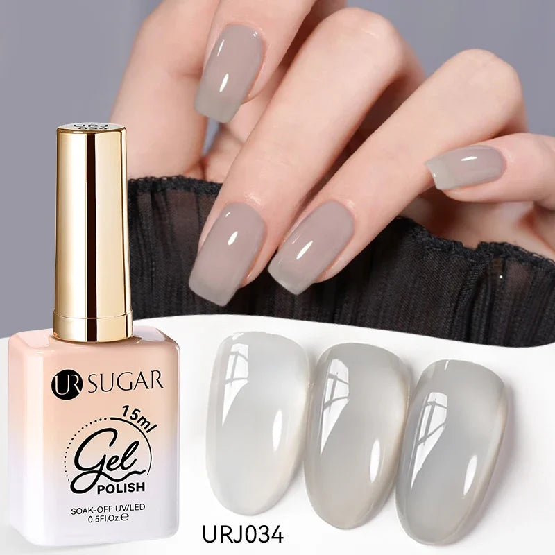 UR SUGAR 15ml Jelly Milky White Translucent Color Gel Polish Semi Permanent UV Gel Nail Art Soak Off Gel Varnish Latest Fashion