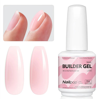 Nailpop 7-in-1 Builder Nail Gel HEMA/TPO Free Fast Building Gel Nail Polish 8 Colors Nail Tip Reinforcement and Extension 15ml