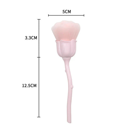 Flower Nail Brush for Manicure Gold Rose Shape Nail Art Brushes Round Small UV Gel Polish Powder Cleaning Tools Nail Accesories