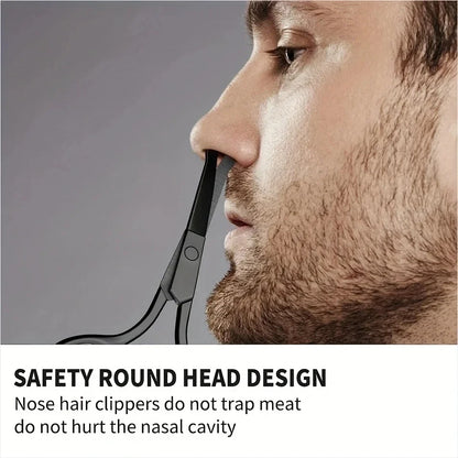 Unisex Stainless Steel Black Round Head Safe Nose Hair Scissors (Do Not Hurt Nose)
