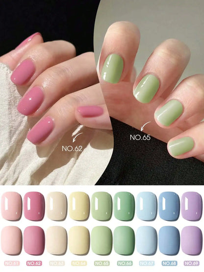 9PCS 15ml Colorful Gel Nail Polish Set, Soak-Off UV LED Nail Gel, Long-Lasting Liquid Manicure Varnish