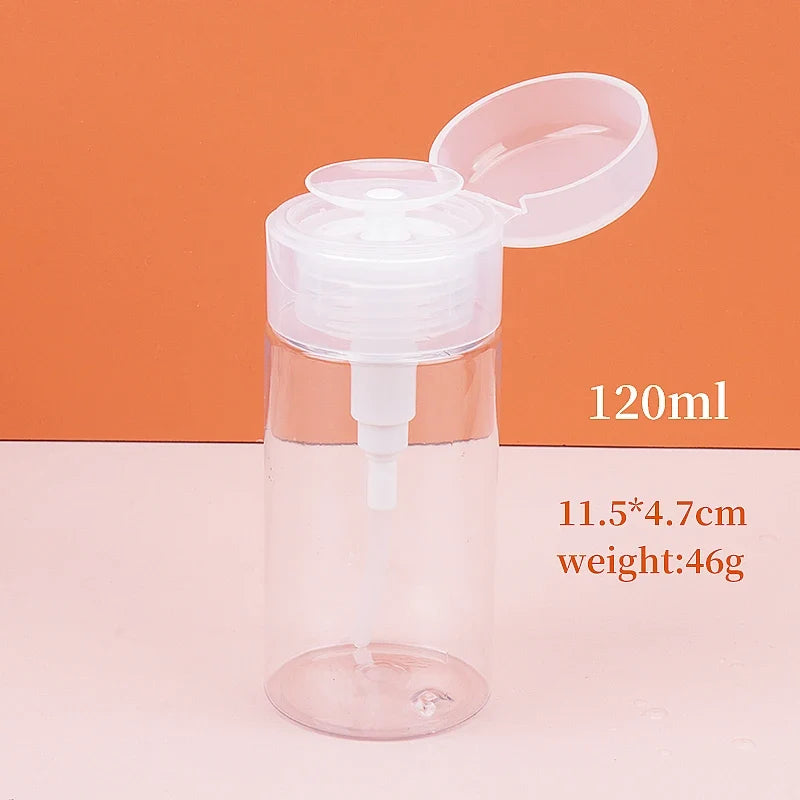 1 Pcs Refillable Bottles Push-type Bottling Empty Pump Dispenser Bottle for Nail Polish and Makeup Remover Bottle Packaging