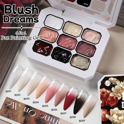 UR SUGAR 9 Colors Gradient Painting Gel Nail Art Gradient Color DIY Design Gel 4 In 1 Used For Gradient Nail Stamping Pattern
