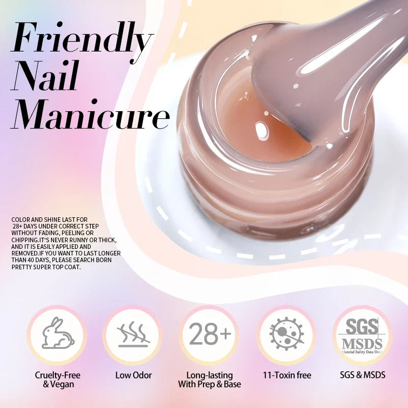 BORN PRETTY 83 Colors 10ml Jelly Nude Gel Nail Polish Autumn Amber Semi Transparent Manicure Soak off UV LED Nails Gel Varnish