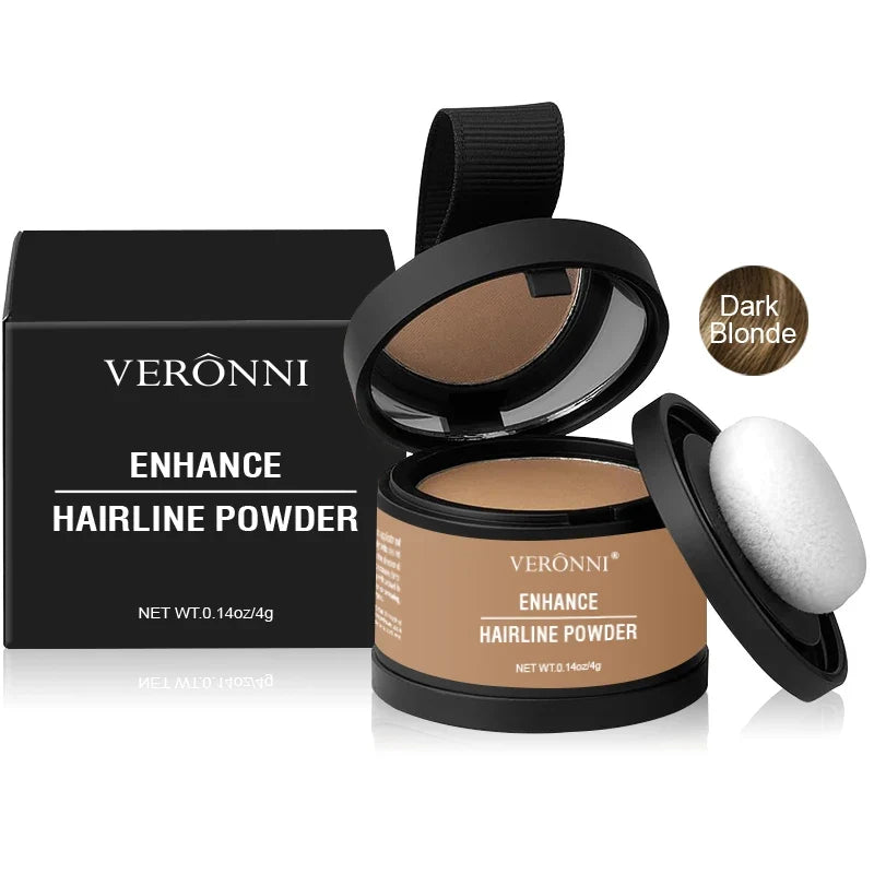 Hairline powder set in Dark Blonde shade with compact, box, and sponge