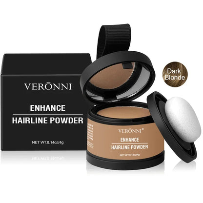 Hairline powder set in Dark Blonde shade with compact, box, and sponge