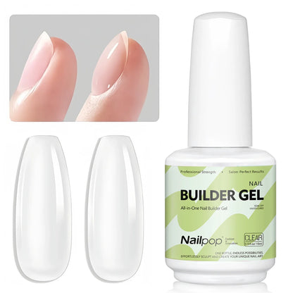 Nailpop 7-in-1 Builder Nail Gel HEMA/TPO Free Fast Building Gel Nail Polish 8 Colors Nail Tip Reinforcement and Extension 15ml