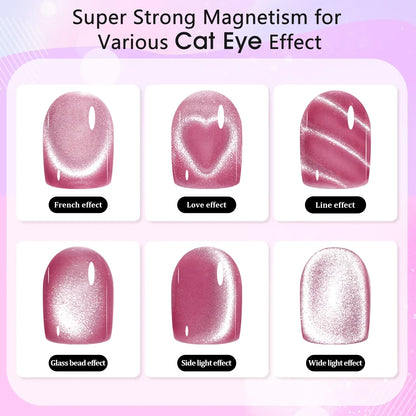 3 in 1 Cat Eye Nail Magnetic Stick Love Heart Snake Pattern French Cat Eye Nail Magnet UV Gel Polish Effect Manicure Design Tool