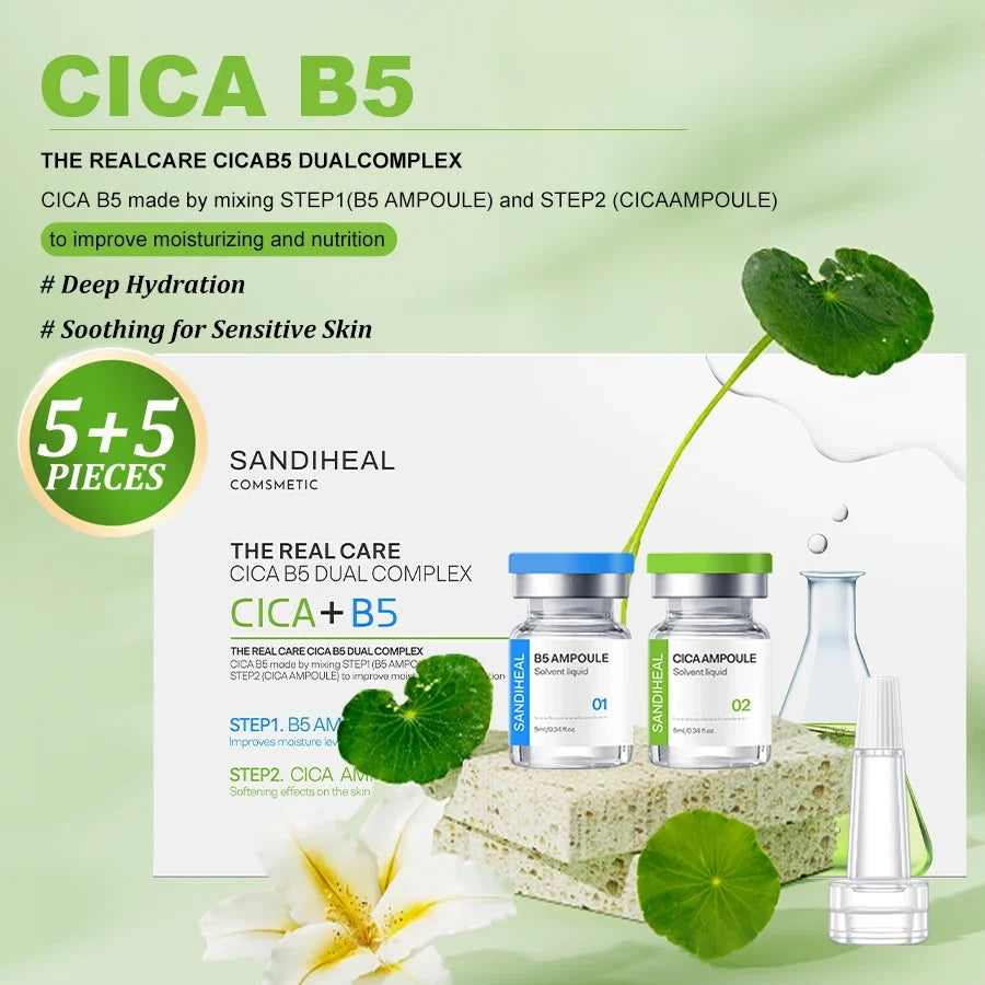 10Vials Copper Peptide Hyaluronic Acid Serum CICA B5 Facial Essence Hydration Korean Skin Care Original Sanendi Beauty Products