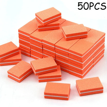 50Pcs Professional Mini Nails Art buffer File 100/180 Sandpaper Manicure Tips Care File Sanding Polishing Accessories Tools